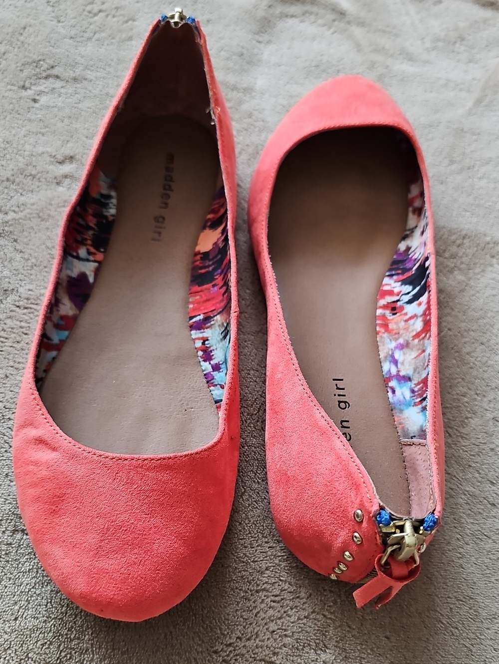 Madden Girl Coral Suede Flats with Stud Accent